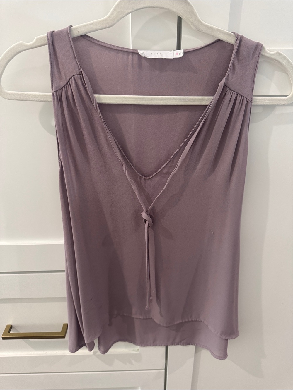 Lush Dusty Mauve V-Neck Tie-Front Camisole